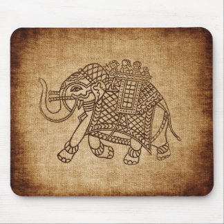 Indian Elephant on Burlap Mouse Pad