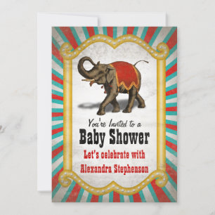 Indian Elephant Red Circus Boy Baby Shower Invitation