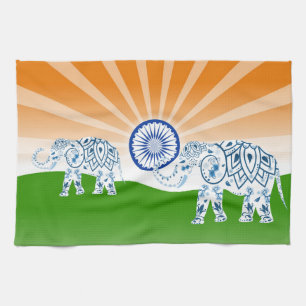 Indian elephant tea towel