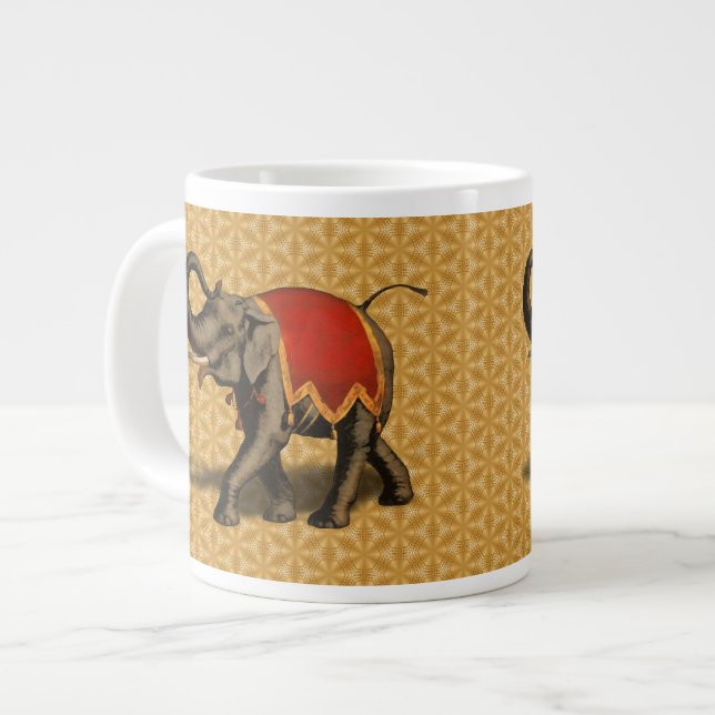 Indian Elephant w/Red Cloth Large Coffee Mug (Front Left)