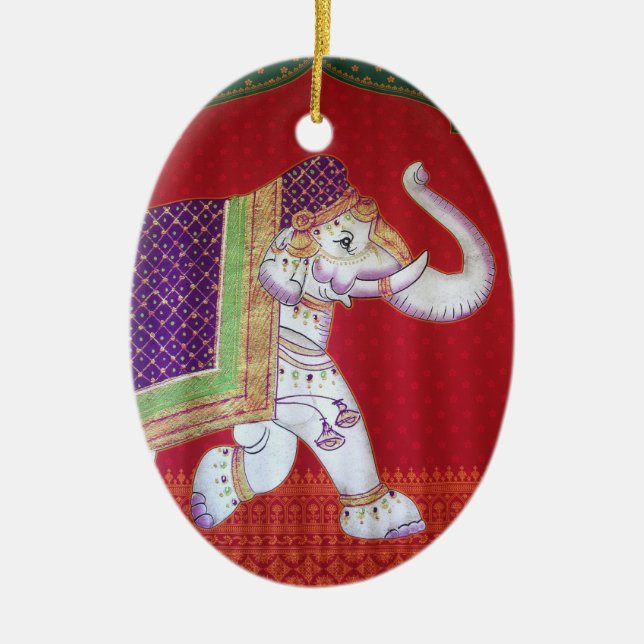 Indian elephants ceramic tree decoration (Front)
