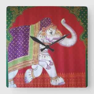 Indian elephants clock