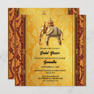 Indian elephants gold paisley luxurious bridal  holiday card