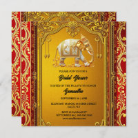 Indian elephants gold red luxurious bridal shower