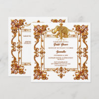Indian elephants gold white ornate bridal shower