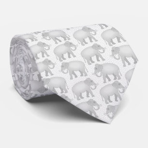 Indian Elephants Grey and Whire Tie