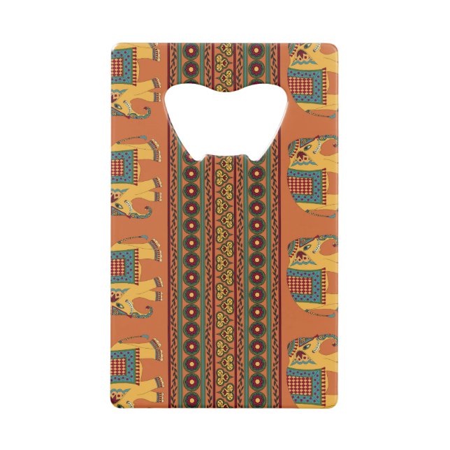 Indian Elephants, Orange Traditional Seamless. (Front)