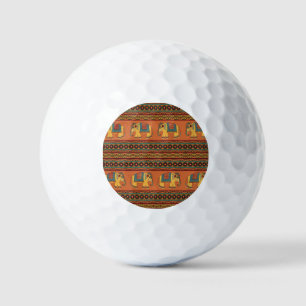 Indian Elephants, Orange Traditional Seamless. Golf Balls