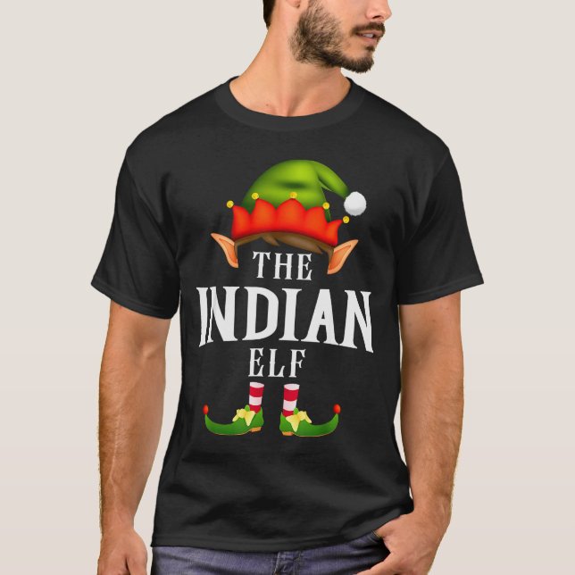 Indian Elf Group Funny Christmas Pajama Party  T-Shirt (Front)