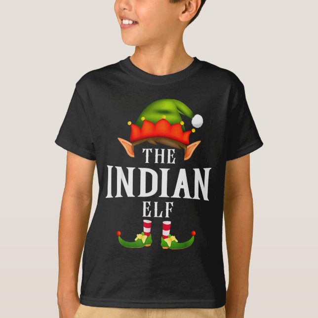 Indian Elf Group Funny Christmas Pajama Party  T-Shirt (Front)