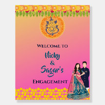 Indian Engagement Ceremony Welcome Sign Foam Board