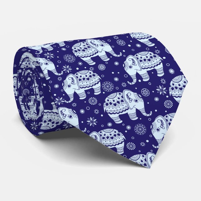 Indian ethnic vintage elephant pattern tie (Rolled)