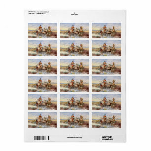 Indian Family with Travois, 1897 by Russell Label