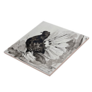 Indian Fantail Pigeon Eyeliner Hen Ceramic Tile