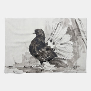 Indian Fantail Pigeon Eyeliner Hen Tea Towel