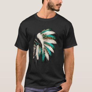 Indian Feather Headdress Chief Skull Western Nativ T-Shirt