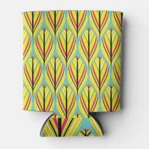 Indian Feathers: Yellow Blue Seamless. Can Cooler