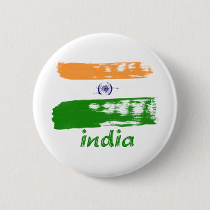 Indian Flag brush stroke design 6 Cm Round Badge