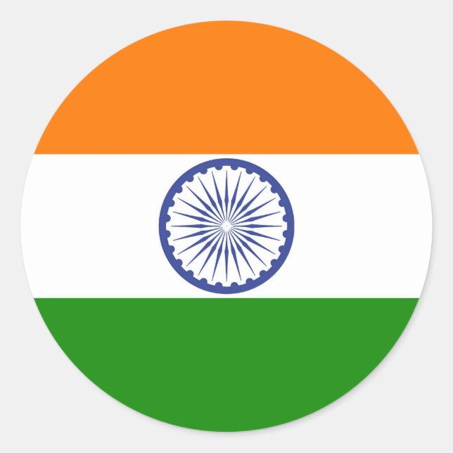 Indian Flag Classic Round Sticker (Front)