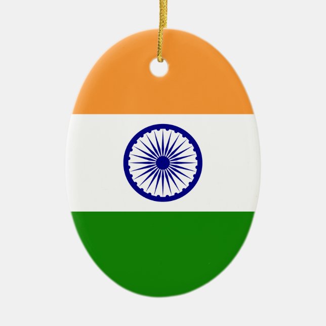 Indian Flag - High Quality Image Ceramic Ornament (Front)