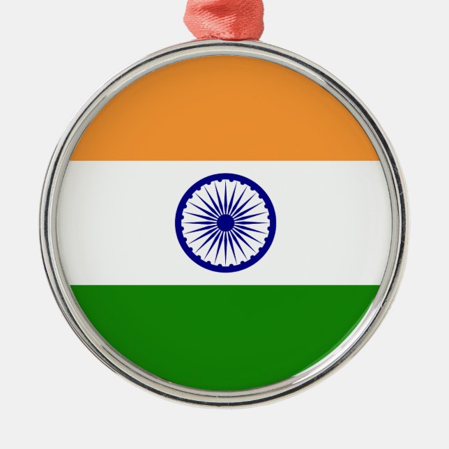 Indian Flag - High Quality Image Metal Ornament (Front)