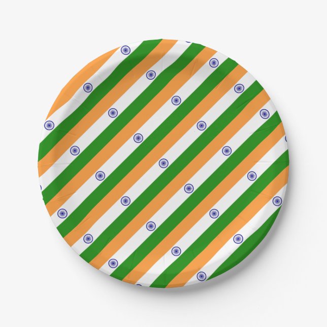 Indian Flag - High Quality Image Paper Plate (Front)