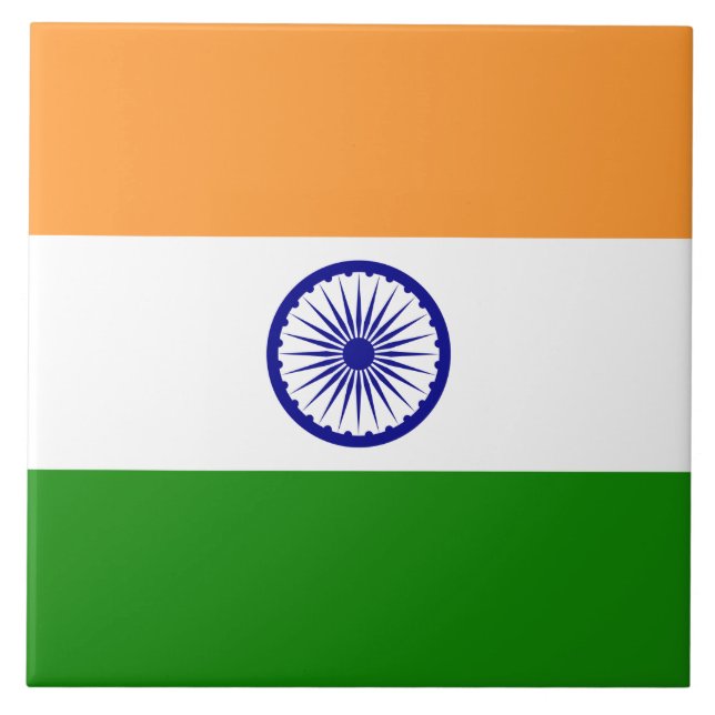 Indian Flag (India) (South Asian Country) (Bharat) Ceramic Tile (Front)