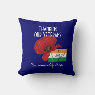 Indian Flag Thank You Veterans Cushion