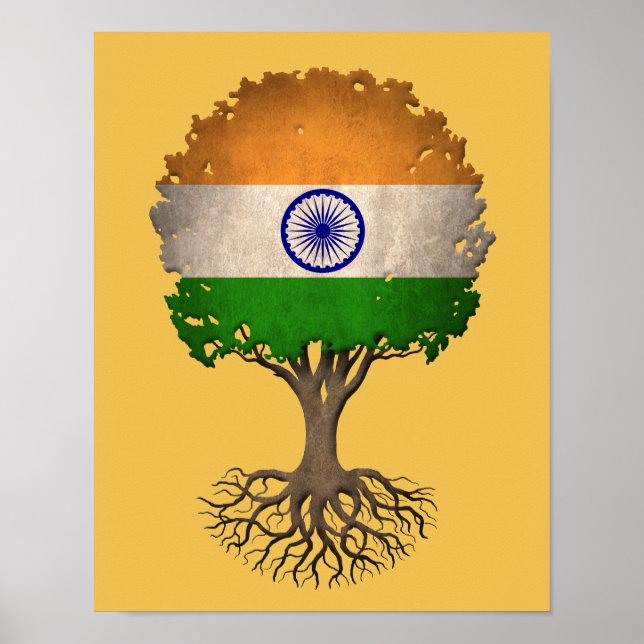 Indian Flag Tree of Life Customisable Poster (Front)
