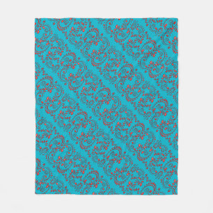 Indian fleur de lis henna pattern fleece blanket