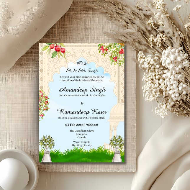 Indian Floral Arch wedding reception Invite (Creator Uploaded)