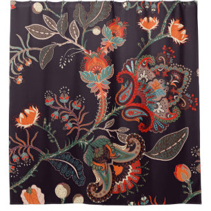 Indian Floral Big Seamless Nature Shower Curtain