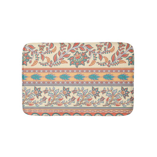 Indian Floral Borders Seamless Pattern Bath Mat (Front)