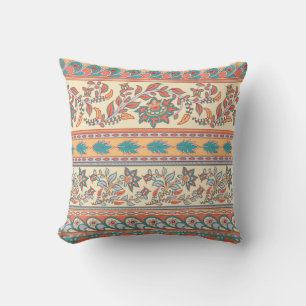 Indian Floral Borders Seamless Pattern Cushion