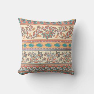 Indian Floral Borders Seamless Pattern Cushion