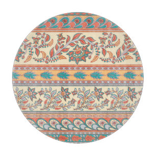 Indian Floral Borders Seamless Pattern Cutting Board