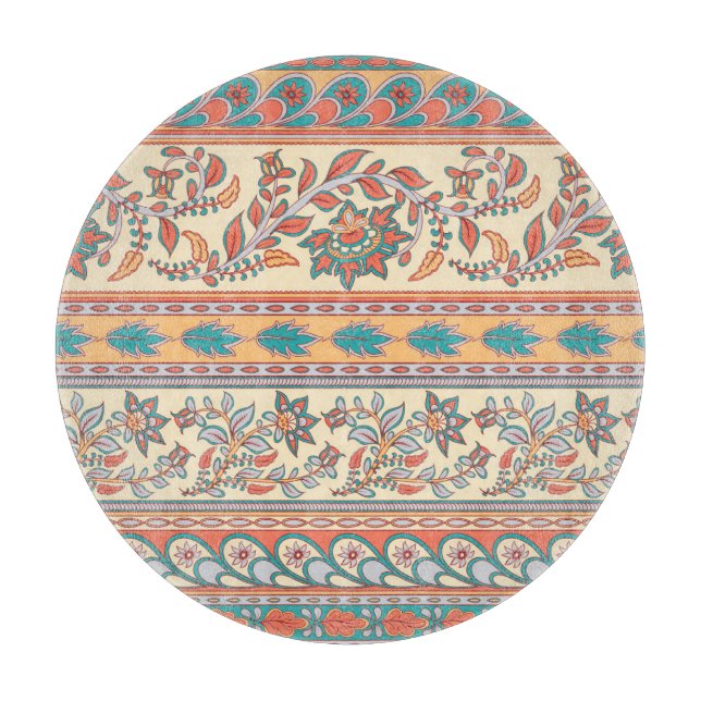 Indian Floral Borders Seamless Pattern Cutting Board (Front)
