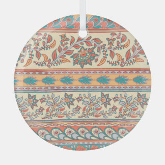 Indian Floral Borders Seamless Pattern Glass Tree Decoration