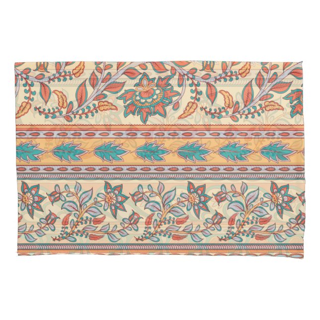 Indian Floral Borders Seamless Pattern Pillowcase (Front)