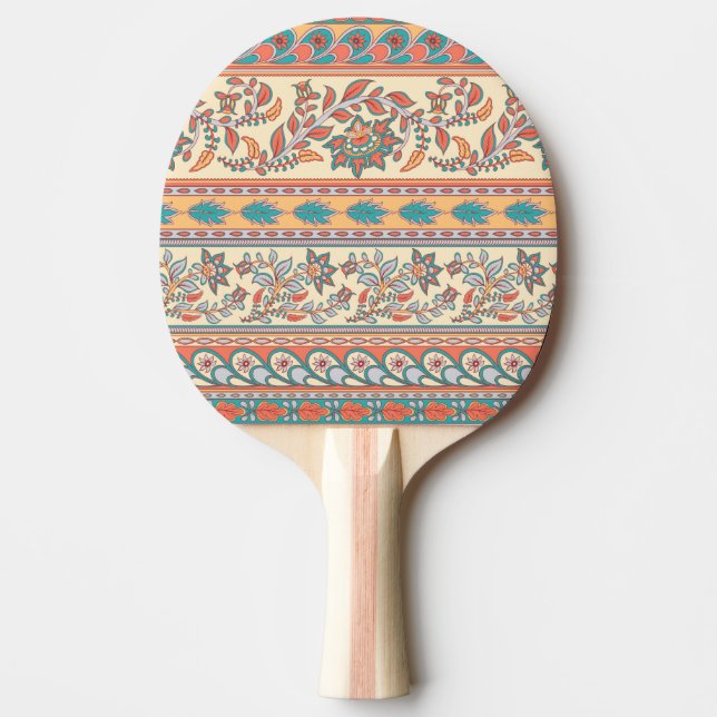 Indian Floral Borders Seamless Pattern Ping Pong Paddle (Front)