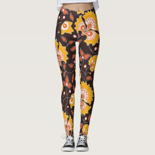 Indian Floral Coloured Vintage Seamless Leggings