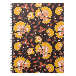 Indian Floral Coloured Vintage Seamless Notebook