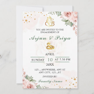 Indian Floral Engagement Invitation Card