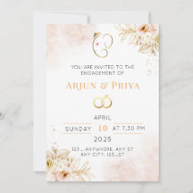 Indian Floral Engagement Invitation Card
