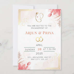 Indian Floral Engagement Invitation Card
