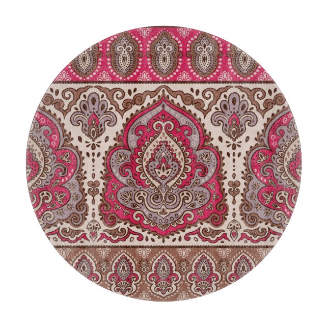 Indian floral paisley, ethnic mandala pattern. cutting board (Front)