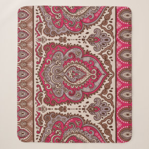 Indian floral paisley, ethnic mandala pattern. sherpa blanket