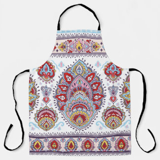 Indian floral paisley medallion pattern. Ethnic Ma Apron