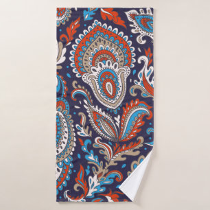 Indian floral paisley medallion pattern. Ethnic Ma Bath Towel