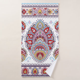 Indian floral paisley medallion pattern. Ethnic Ma Bath Towel